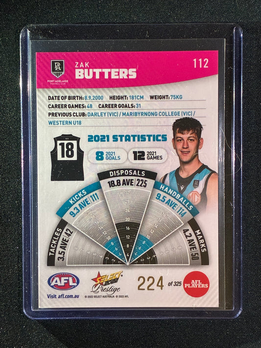 2022 Footy Stars Prestige ZAK BUTTERS Pink Parallel 224/325