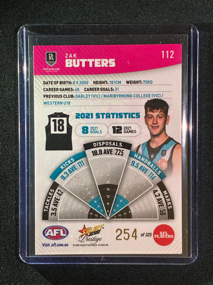 2022 Footy Stars Prestige ZAK BUTTERS Pink Parallel 254/325