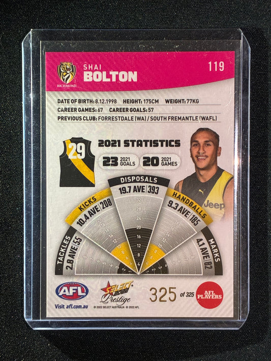2022 Footy Stars Prestige SHAI BOLTON Pink Parallel 325/325 1/1