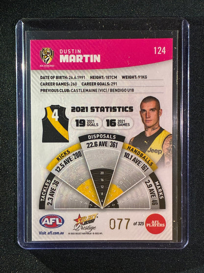 2022 Footy Stars Prestige DUSTIN MARTIN Pink Parallel 77/325
