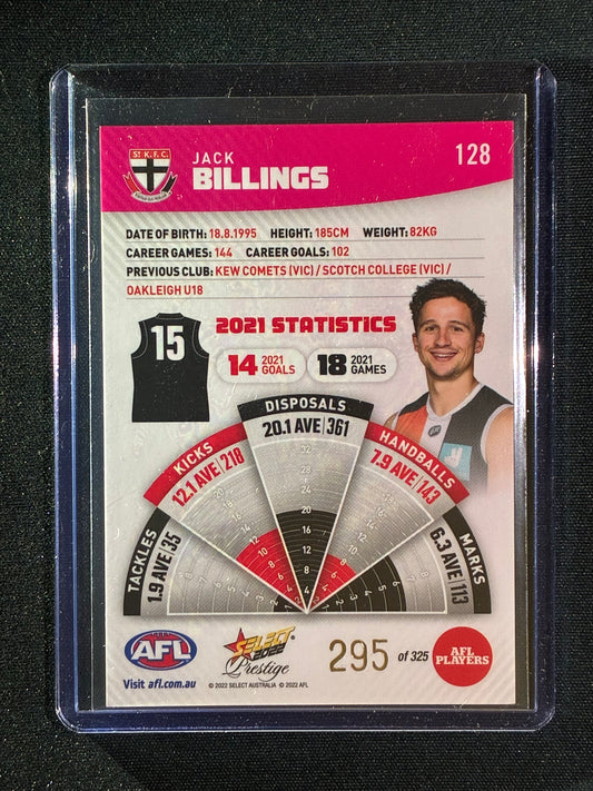 2022 Footy Stars Prestige JACK BILLINGS Pink Parallel 295/325
