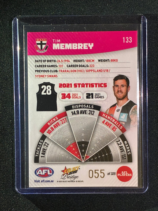 2022 Footy Stars Prestige TIM MEMBREY Pink Parallel 55/325