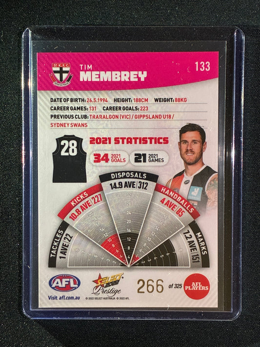 2022 Footy Stars Prestige TIM MEMBREY Pink Parallel 266/325