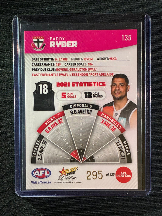 2022 Footy Stars Prestige PADDY RIDER Pink Parallel 295/325