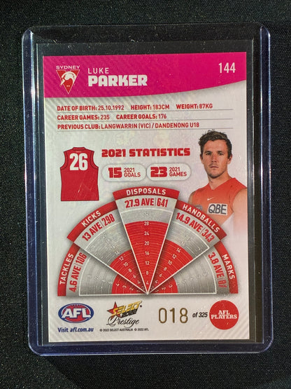 2022 Footy Stars Prestige LUKE PARKER Pink Parallel 18/325