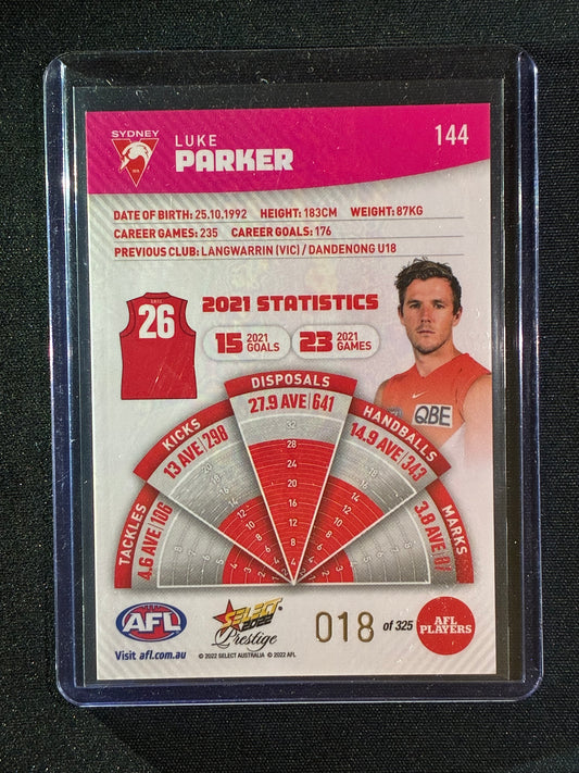 2022 Footy Stars Prestige LUKE PARKER Pink Parallel 18/325