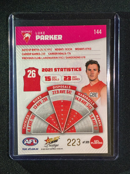 2022 Footy Stars Prestige LUKE PARKER Pink Parallel 223/325