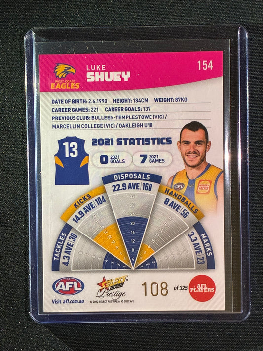 2022 Footy Stars Prestige LUKE SHUEY Pink Parallel 108/325