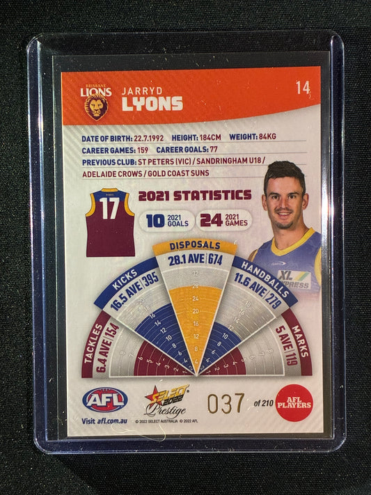 2022 Footy Stars Prestige JARRYD LYONS Orange Parallel 37/210
