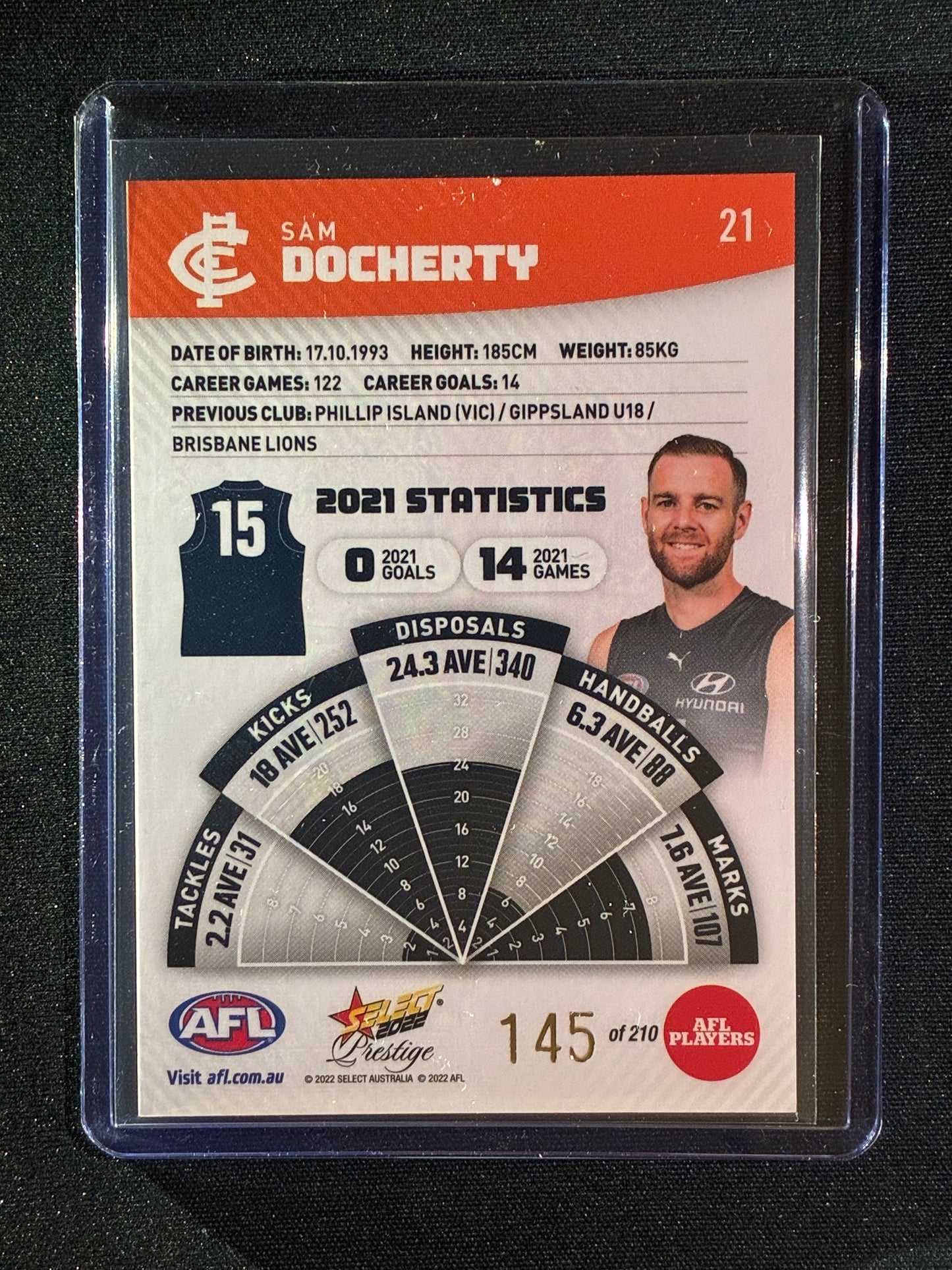 2022 Footy Stars Prestige SAM DOCHERTY Orange Parallel 145/210