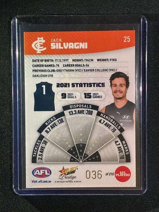 2022 Footy Stars Prestige JACK SILVAGNI Orange Parallel 36/210