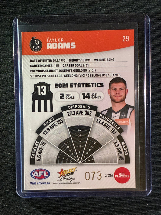 2022 Footy Stars Prestige TAYLOR ADAMS Orange Parallel 73/210
