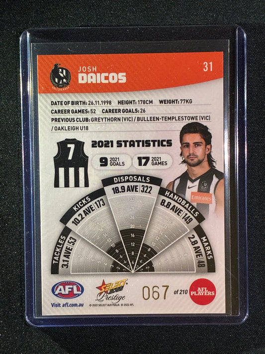 2022 Footy Stars Prestige JOSH DAICOS Orange Parallel 67/210