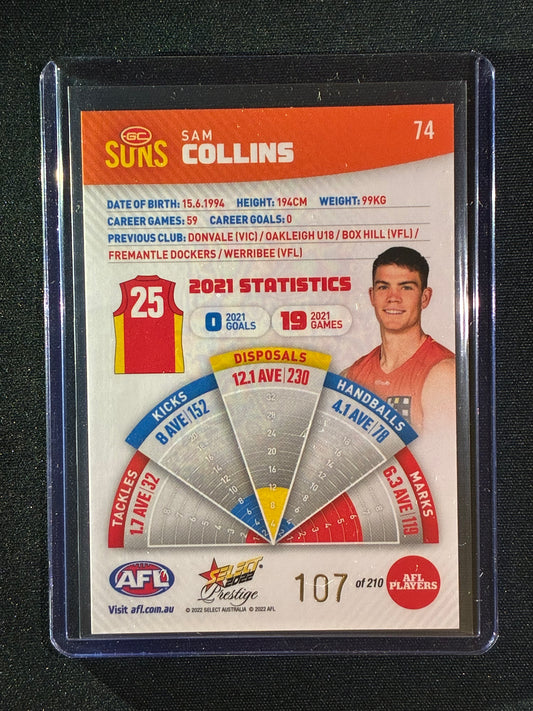 2022 Footy Stars Prestige SAM COLLINS Orange Parallel 107/210