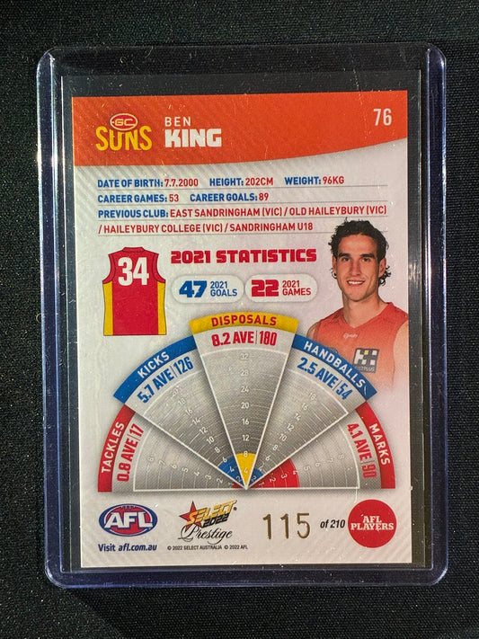 2022 Footy Stars Prestige BEN KING Orange Parallel 115/210