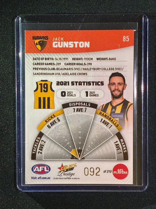 2022 Footy Stars Prestige JACK GUNSTON Orange Parallel 92/210
