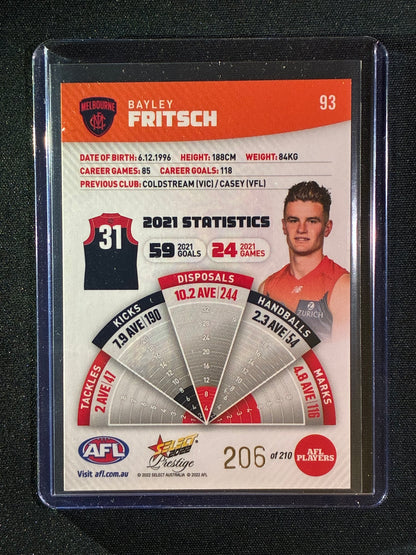 2022 Footy Stars Prestige BAYLEY FRITSCH Orange Parallel 206/210
