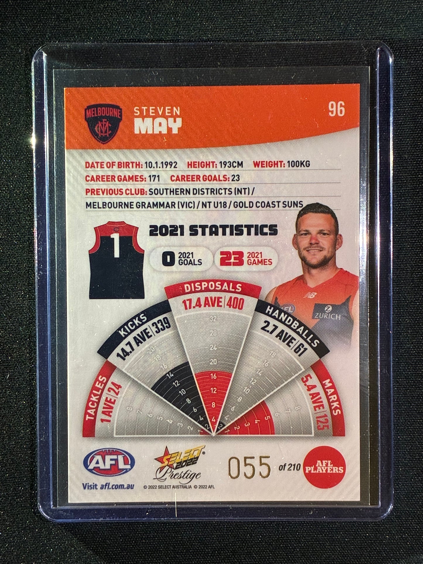 2022 Footy Stars Prestige STEVEN MAY Orange Parallel 55/210