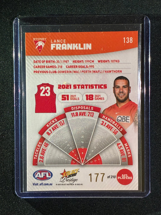2022 Footy Stars Prestige LANCE FRANKLIN Orange Parallel 177/210