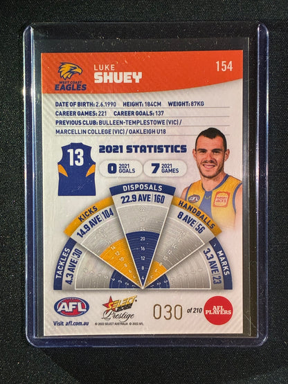 2022 Footy Stars Prestige LUKE SHUEY Orange Parallel 30/210
