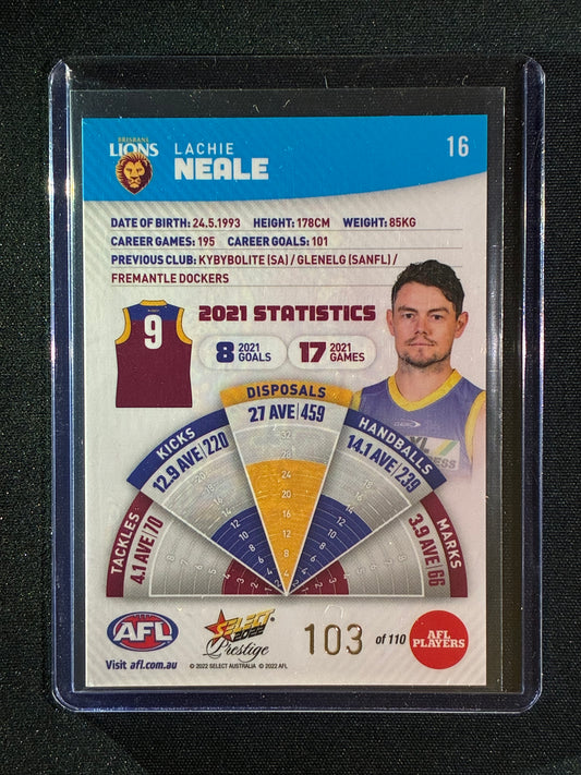 2022 Footy Stars Prestige LACHIE NEALE Blue Parallel 103/110
