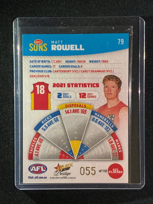 2022 Footy Stars Prestige MATT ROWELL Blue Parallel 55/110