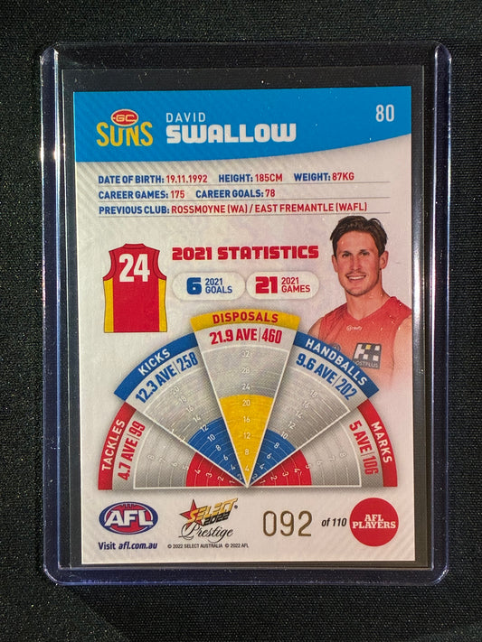 2022 Footy Stars Prestige DAVID SWALLOW Blue Parallel 92/110