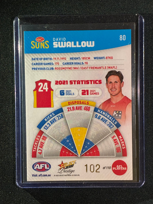 2022 Footy Stars Prestige DAVID SWALLOW Blue Parallel 102/110