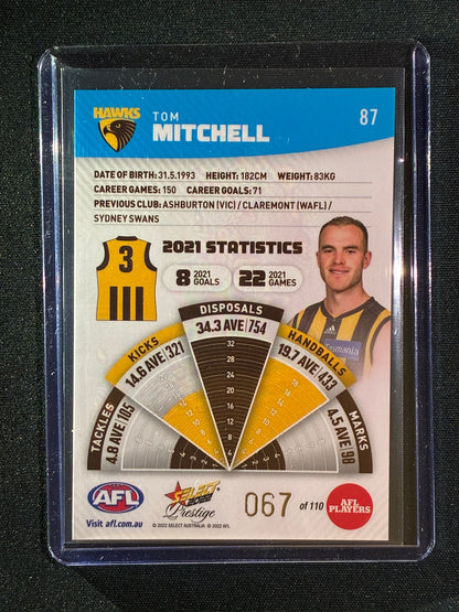 2022 Footy Stars Prestige TOM MITCHELL Blue Parallel 67/110