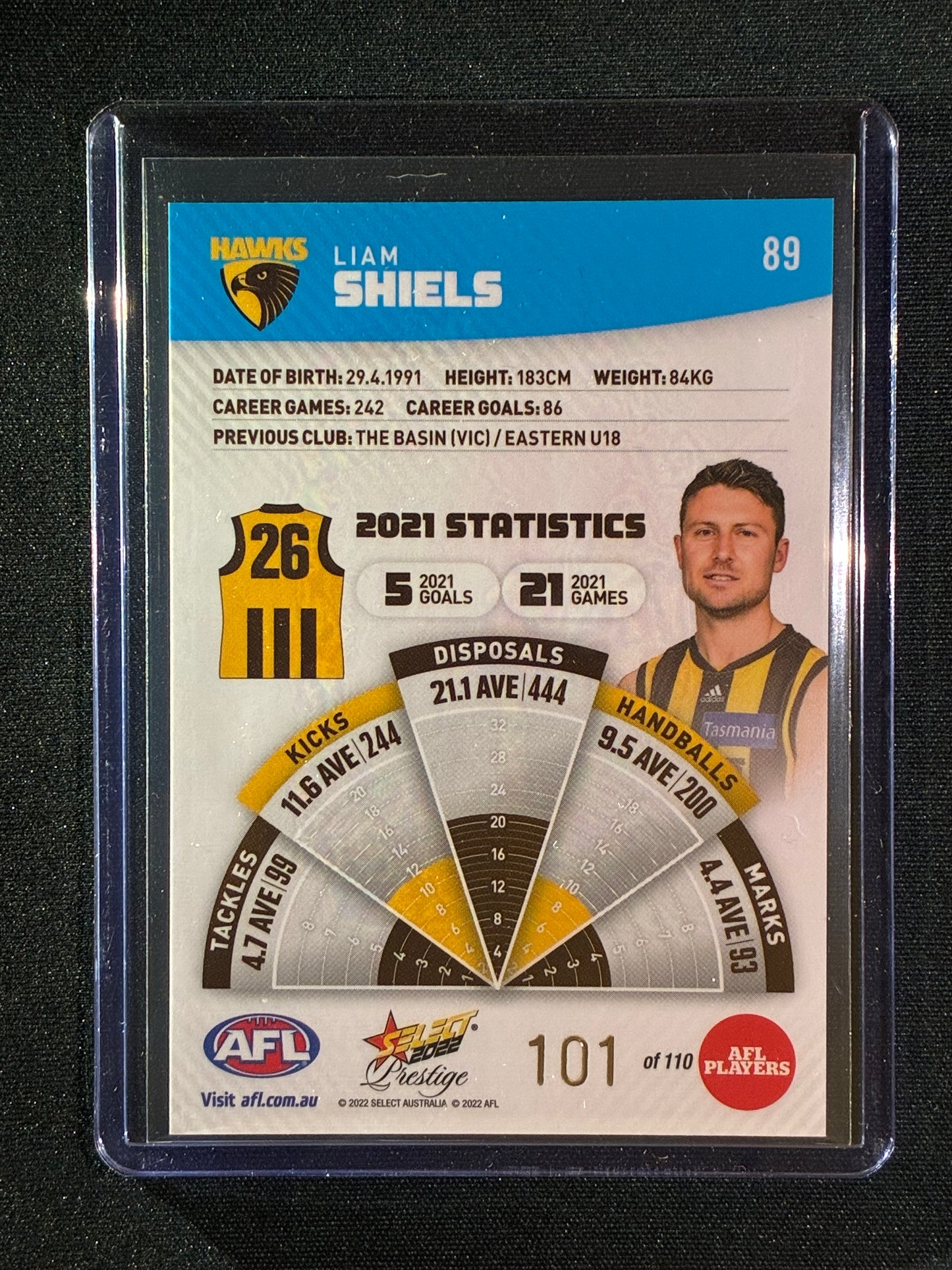 2022 Footy Stars Prestige LIAM SHIELS Blue Parallel 101/110