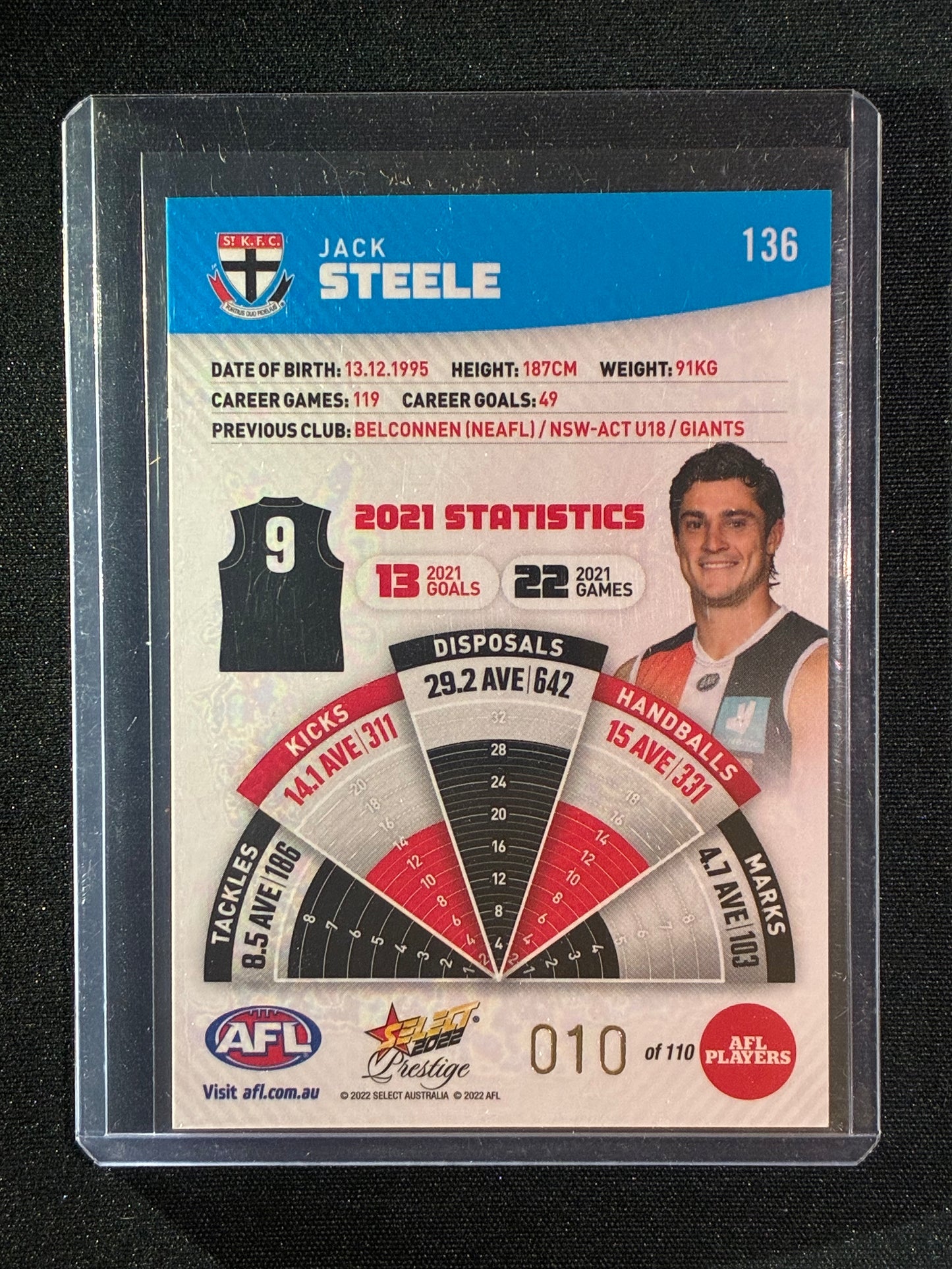 2022 Footy Stars Prestige JACK STEELE Blue Parallel 10/110