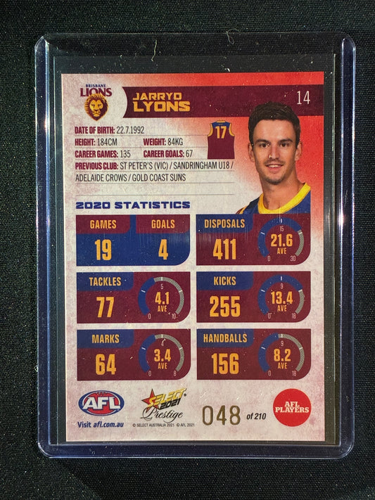 2021 Footy Stars Prestige JARRYD LYONS Red Orange Parallel 48/210
