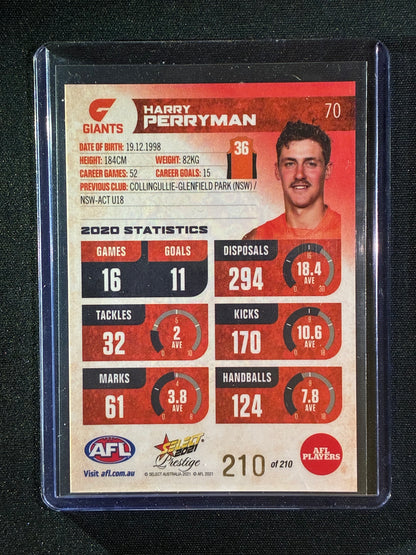 2021 Footy Stars Prestige HARRY PERRYMAN Red Orange Parallel 210/210 1/1