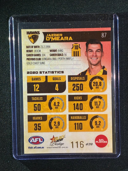 2021 Footy Stars Prestige JAEGER O'MEARA Red Orange Parallel 116/210
