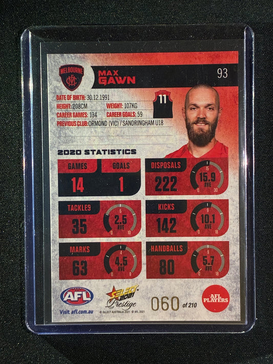 2021 Footy Stars Prestige MAX GAWN Red Orange Parallel 60/210