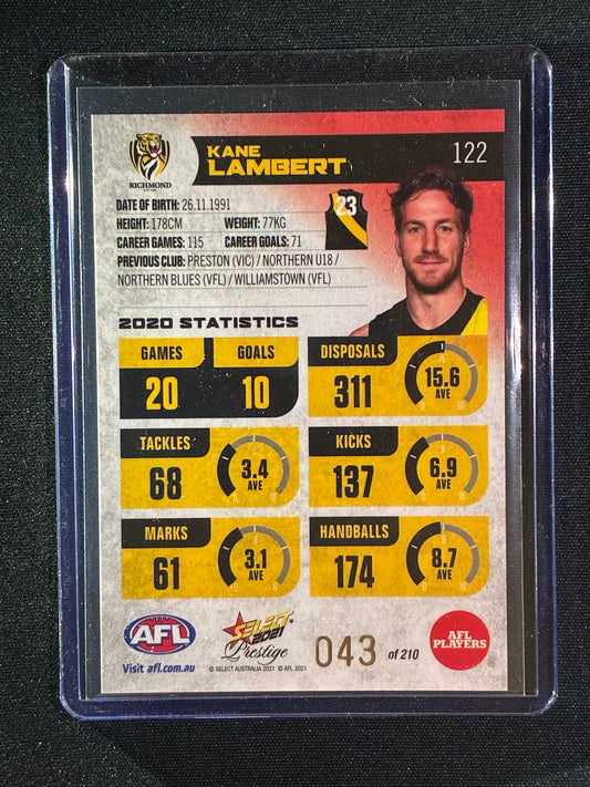 2021 Footy Stars Prestige KANE LAMBERT Red Orange Parallel 43/210