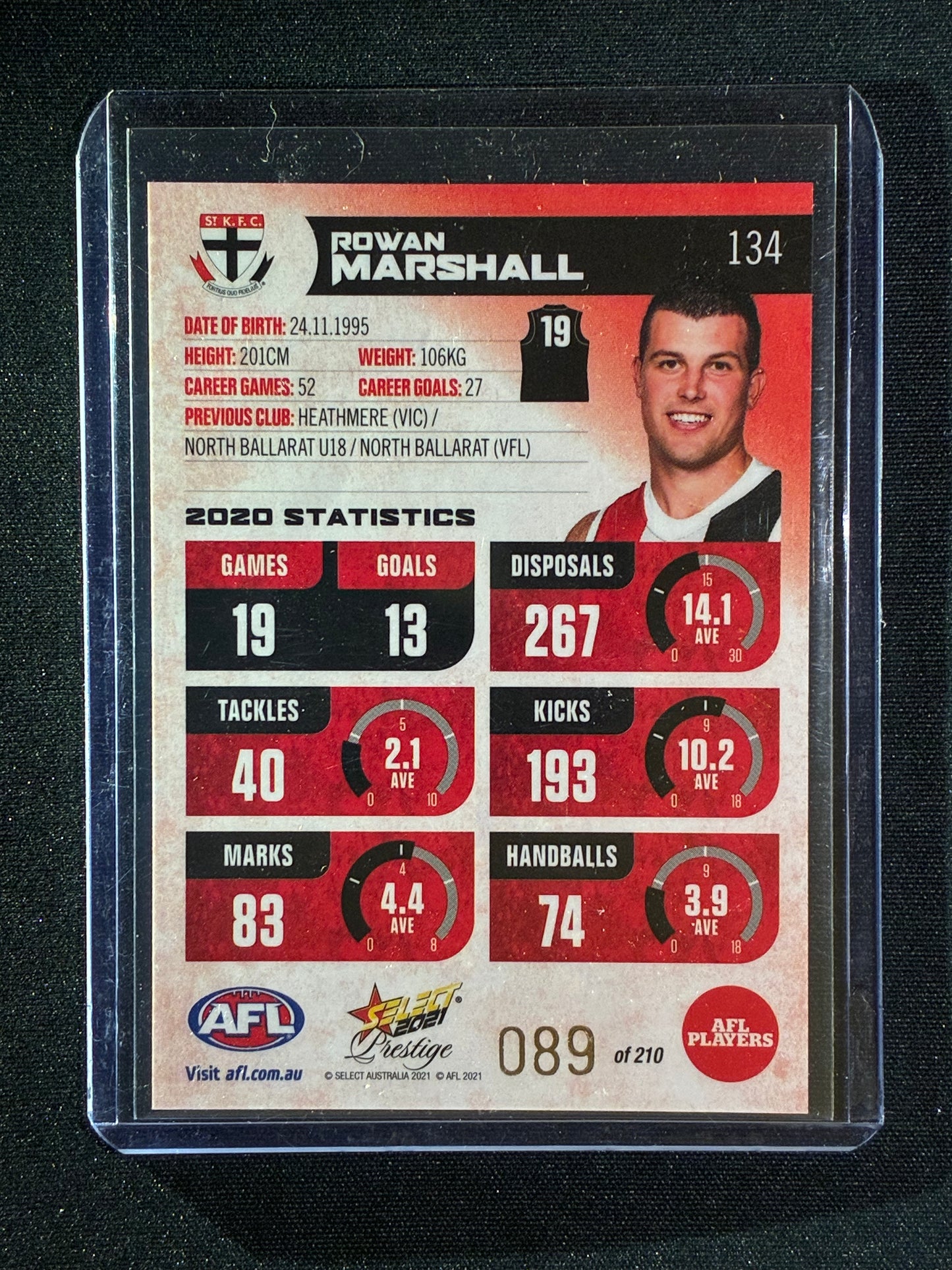 2021 Footy Stars Prestige ROWAN MARSHALL Red Orange Parallel 89/210