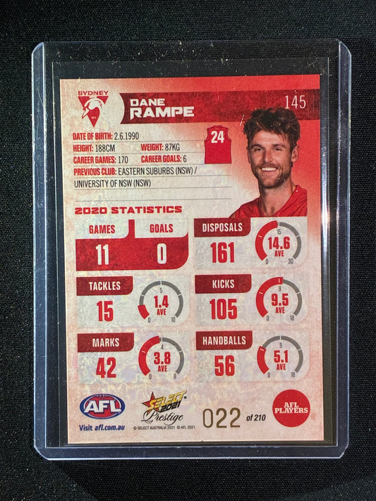 2021 Footy Stars Prestige DANE RAMPE Red Orange Parallel 22/210