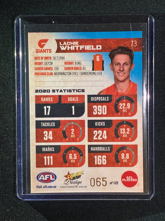 2021 Footy Stars Prestige LACHIE WHITFIELD Blue Parallel 65/125