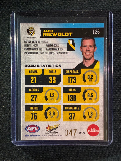 2021 Footy Stars Prestige JACK RIEWOLDT Blue Parallel 47/125