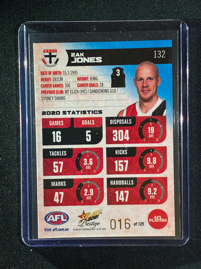 2021 Footy Stars Prestige ZAK JONES Blue Parallel 16/125
