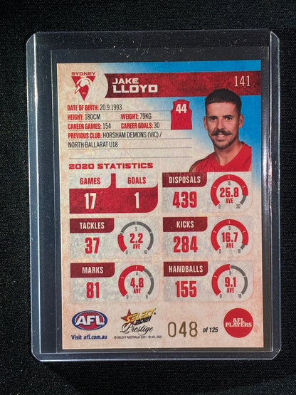 2021 Footy Stars Prestige JAKE LLOYD Blue Parallel 48/125