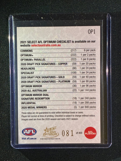 2021 Optimum CHECKLIST HEADER Optimum+ Plus 81/455