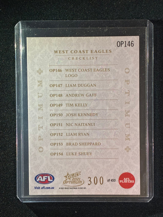 2021 Optimum WEST COAST EAGLES LOGO CHECKLIST Optimum+ Plus 300/455