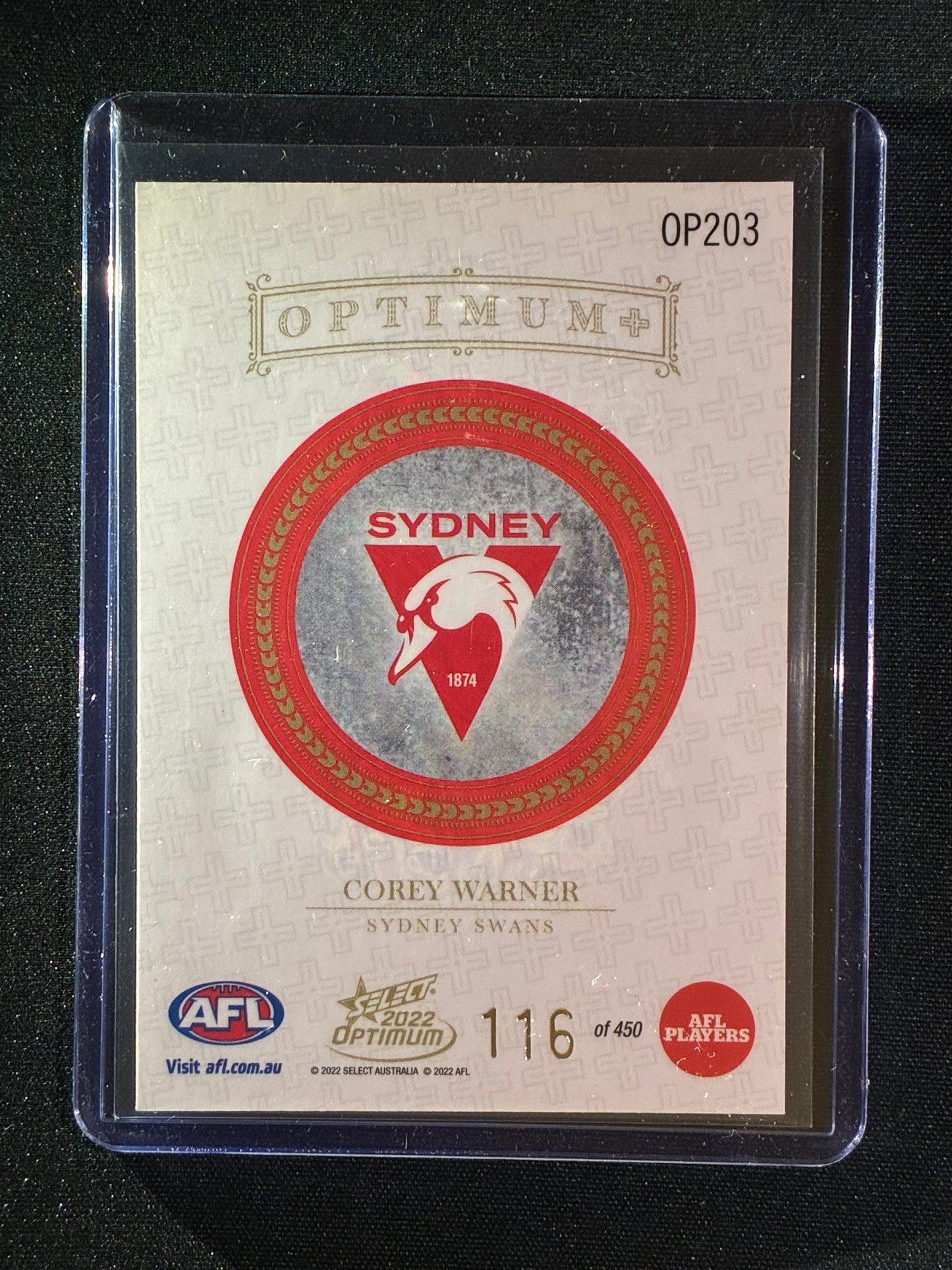 2022 Optimum COREY WARNER Rookie Optimum+ Plus 116/450