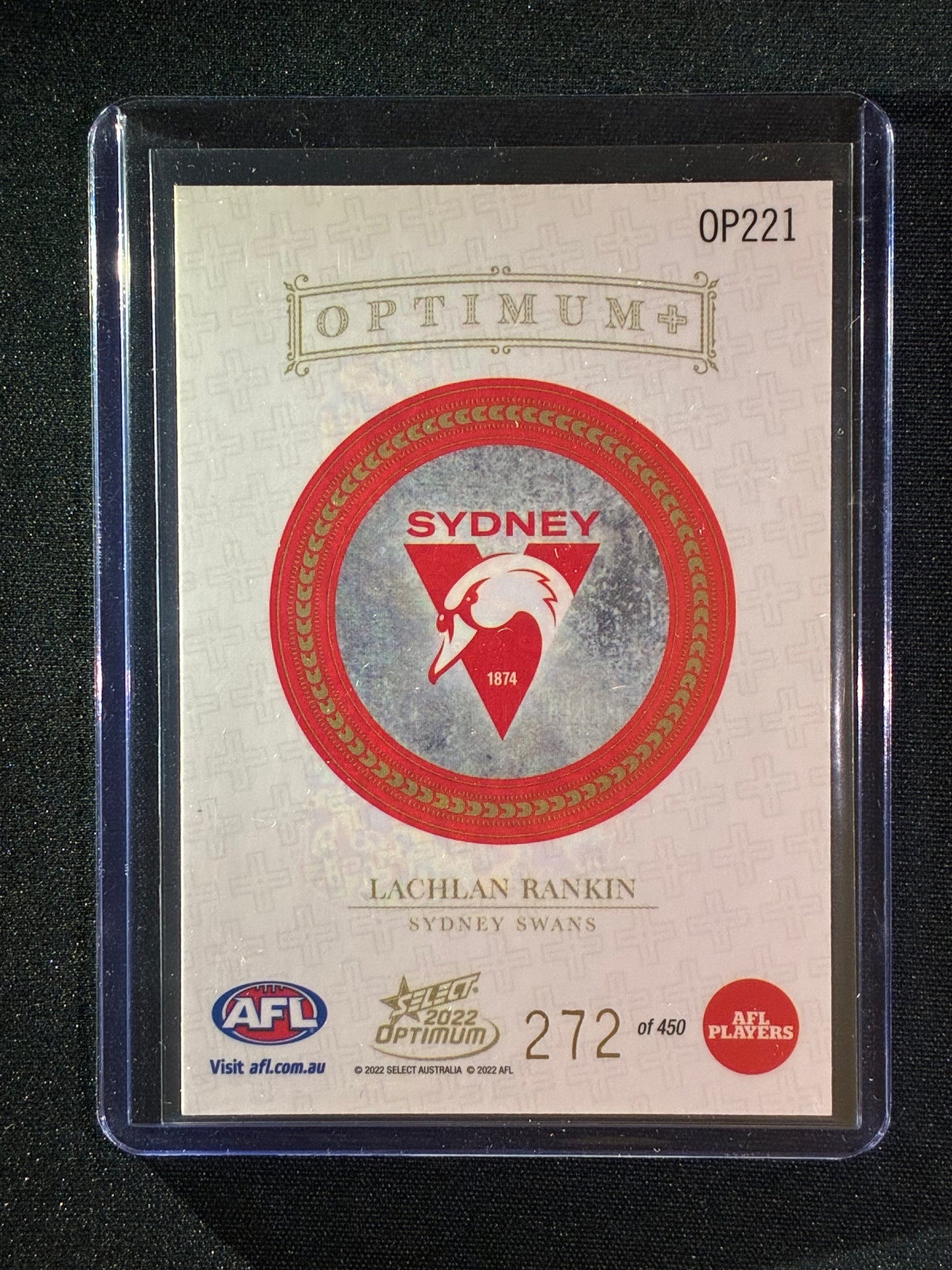 2022 Optimum LACHLAN RANKIN Rookie Optimum+ Plus 272/450