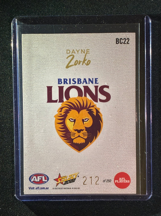 2022 Footy Stars DAYNE ZORKO Blank Canvas 212/250