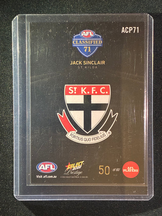 2022 Footy Stars Prestige JACK SINCLAIR AFL Classified Midnight 50/60