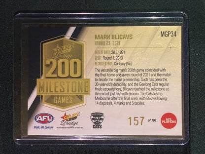 2022 Footy Stars Prestige MARK BLICAVS AFL Milestone Games 157/195