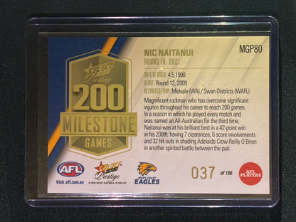 2022 Footy Stars Prestige NIC NAITANUI AFL Milestone Games 37/195